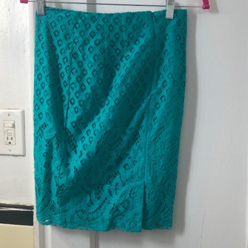 Loft Pretty Lace Green Pencil Skirt
